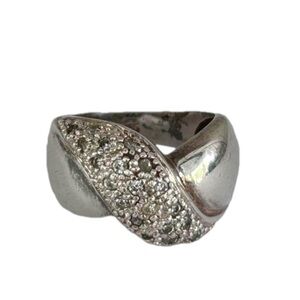 Chunky Sterling Silver 925 Cocktail Ring CZ Cluster Size 5